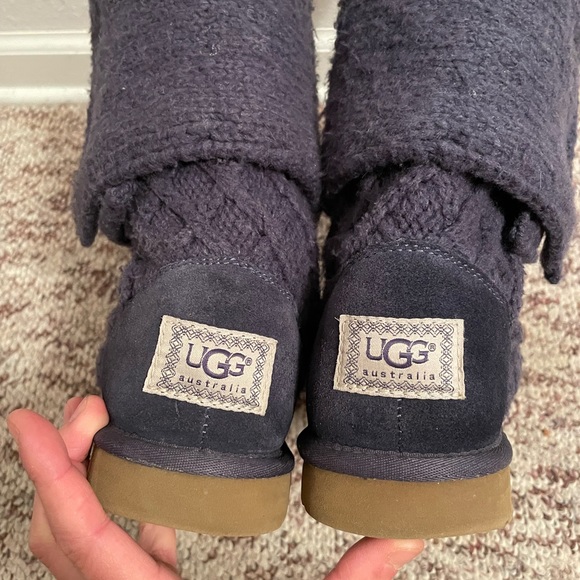 UGG Ivory Lattice Knit Purple Boots - Picture 3 of 5
